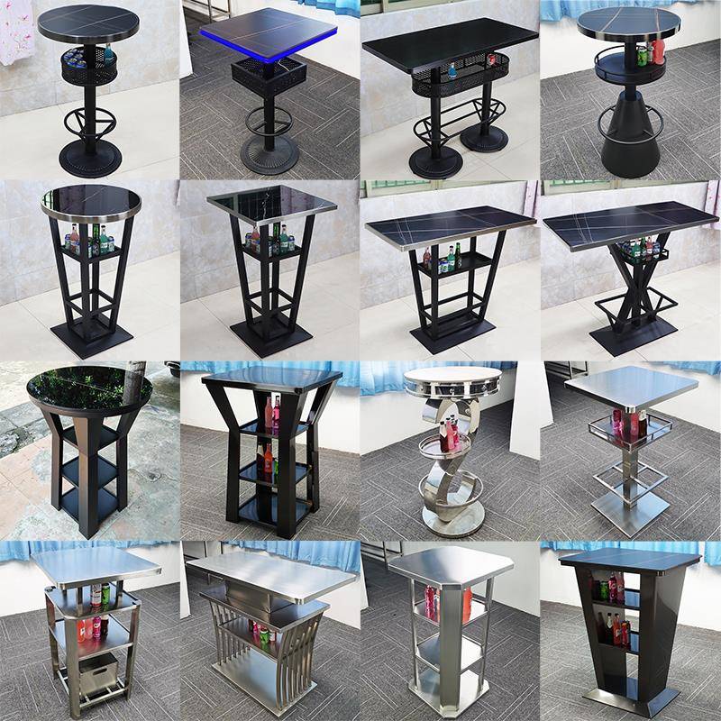 定做酒吧散台酒吧桌椅组合复古简约高脚桌静吧清吧KTV靠墙吧台