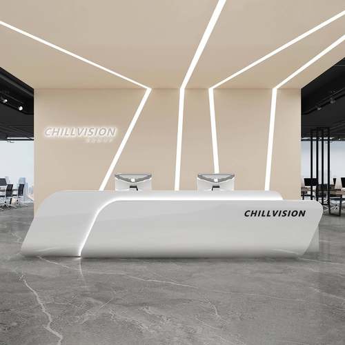 简约现代公司前台美容院不锈钢收银台酒店接待台烤漆异形吧台定制