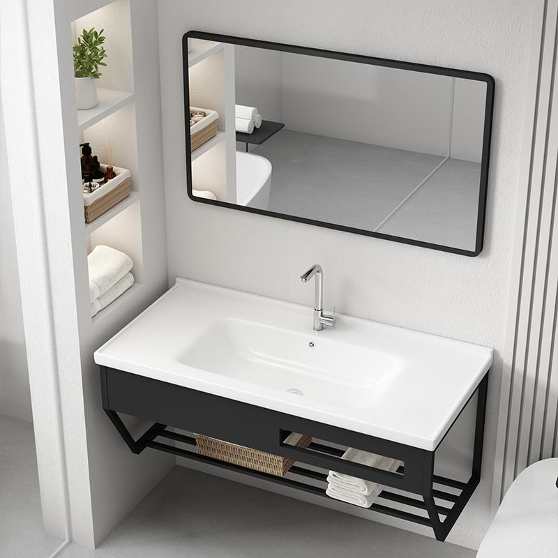 挂墙式不锈钢支架陶瓷一体盆洗脸盆卫生间浴室组合洗手盆洗漱台池