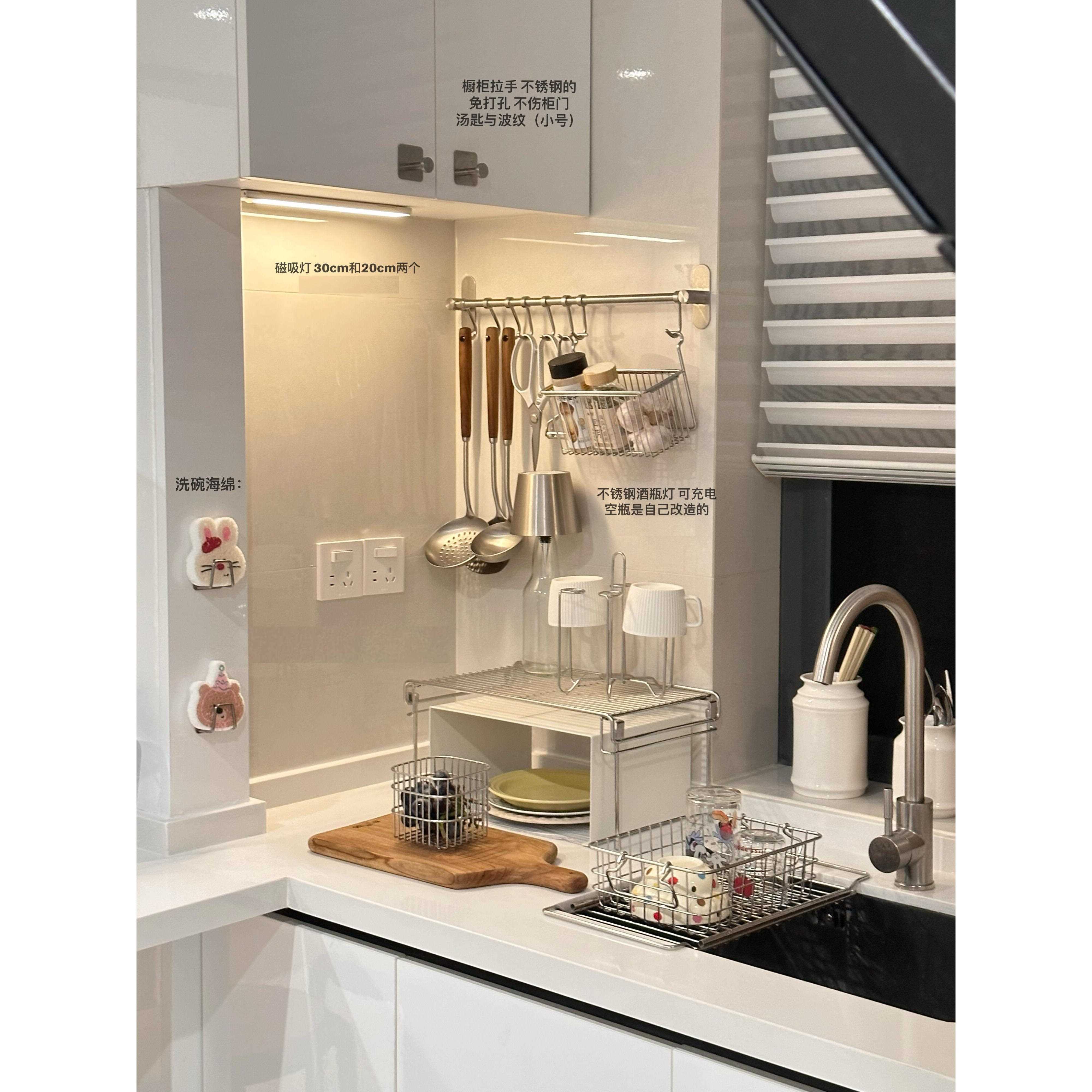 厨房不锈钢挂杆壁挂式锅铲架锅铲勺子置物架墙壁一排挂钩厨具挂架