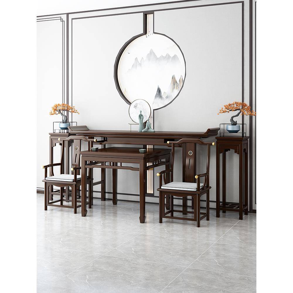 全实木条案供桌新中式农村堂屋简单中堂六件套神台明式供奉台条几