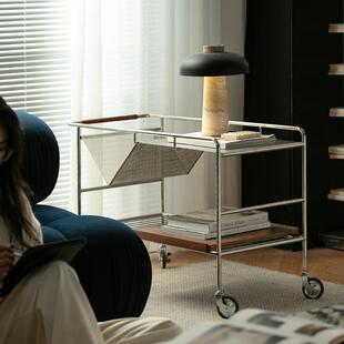 Unicafurn中古包豪斯可移动沙发边几客厅收纳茶几不锈钢小推车