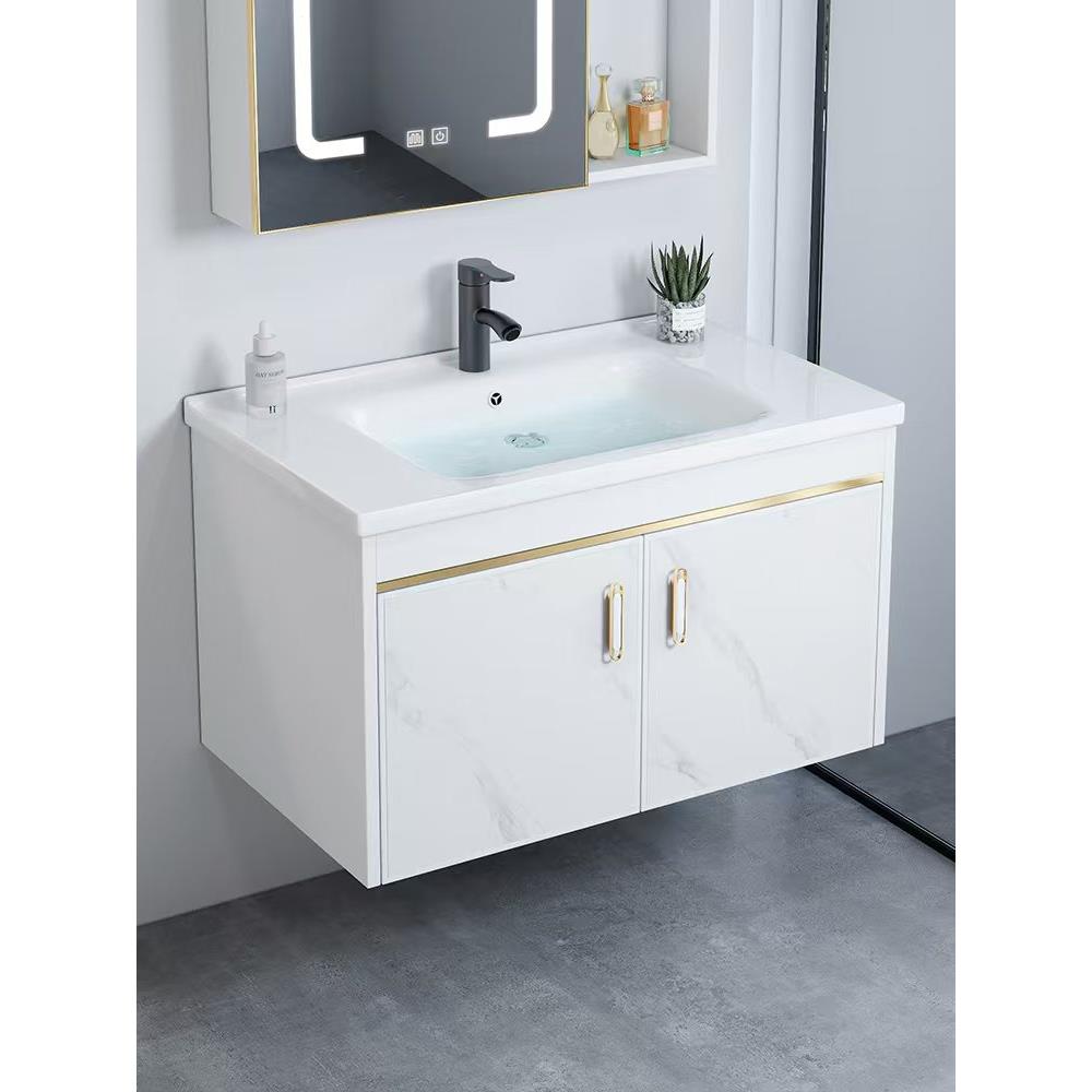 卫生间洗手盆柜组合小户型洗漱台太空铝浴室柜卫浴一体陶瓷洗脸盆