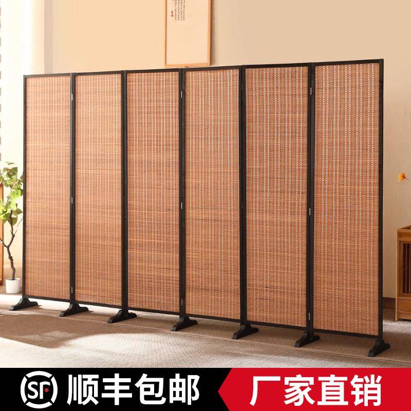 中式竹子屏风隔断墙客厅简约现代折叠木质移动卧室遮挡家用办公室