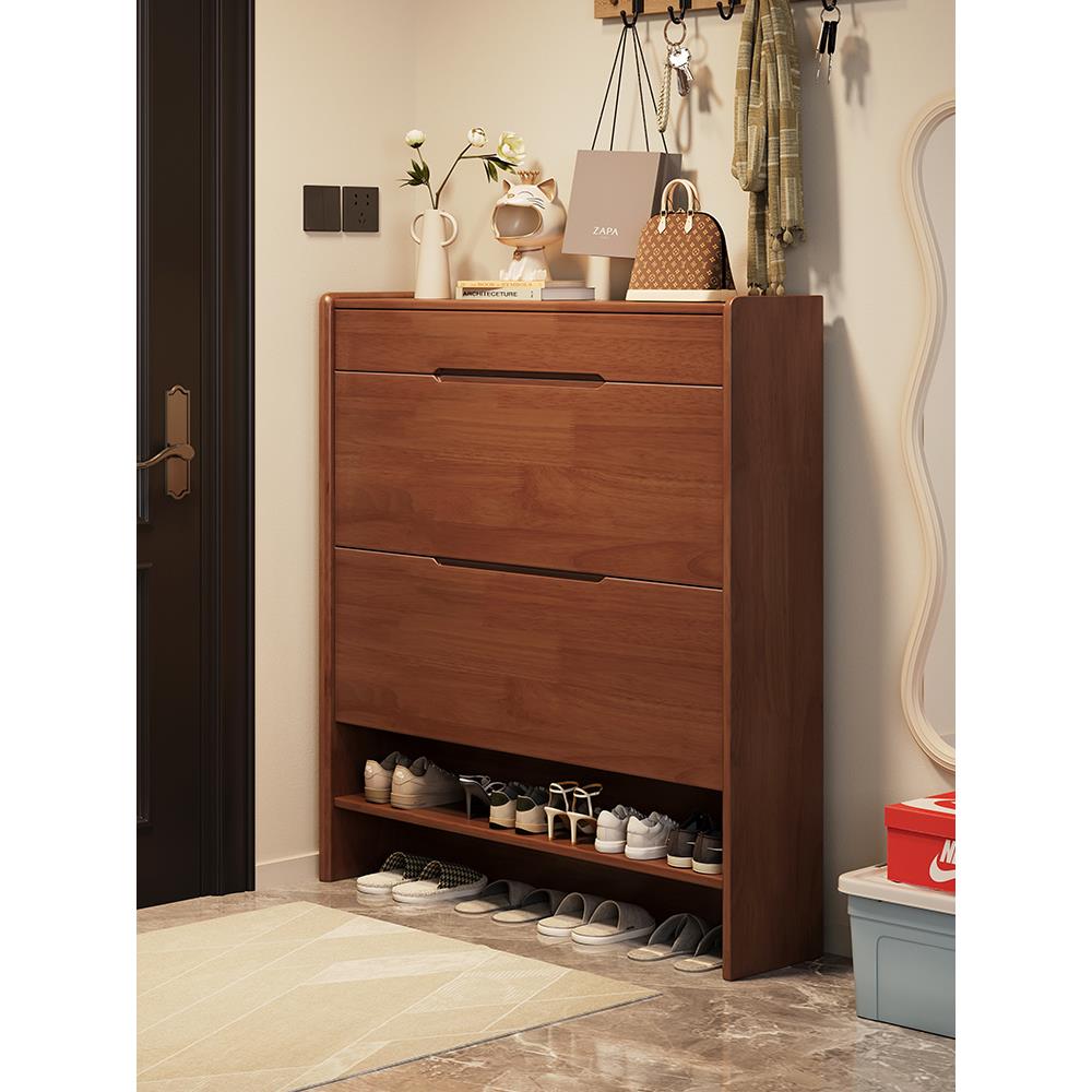 实木鞋柜宽25CM超薄翻斗家用门口入户玄关柜客厅阳台收纳窄储物柜