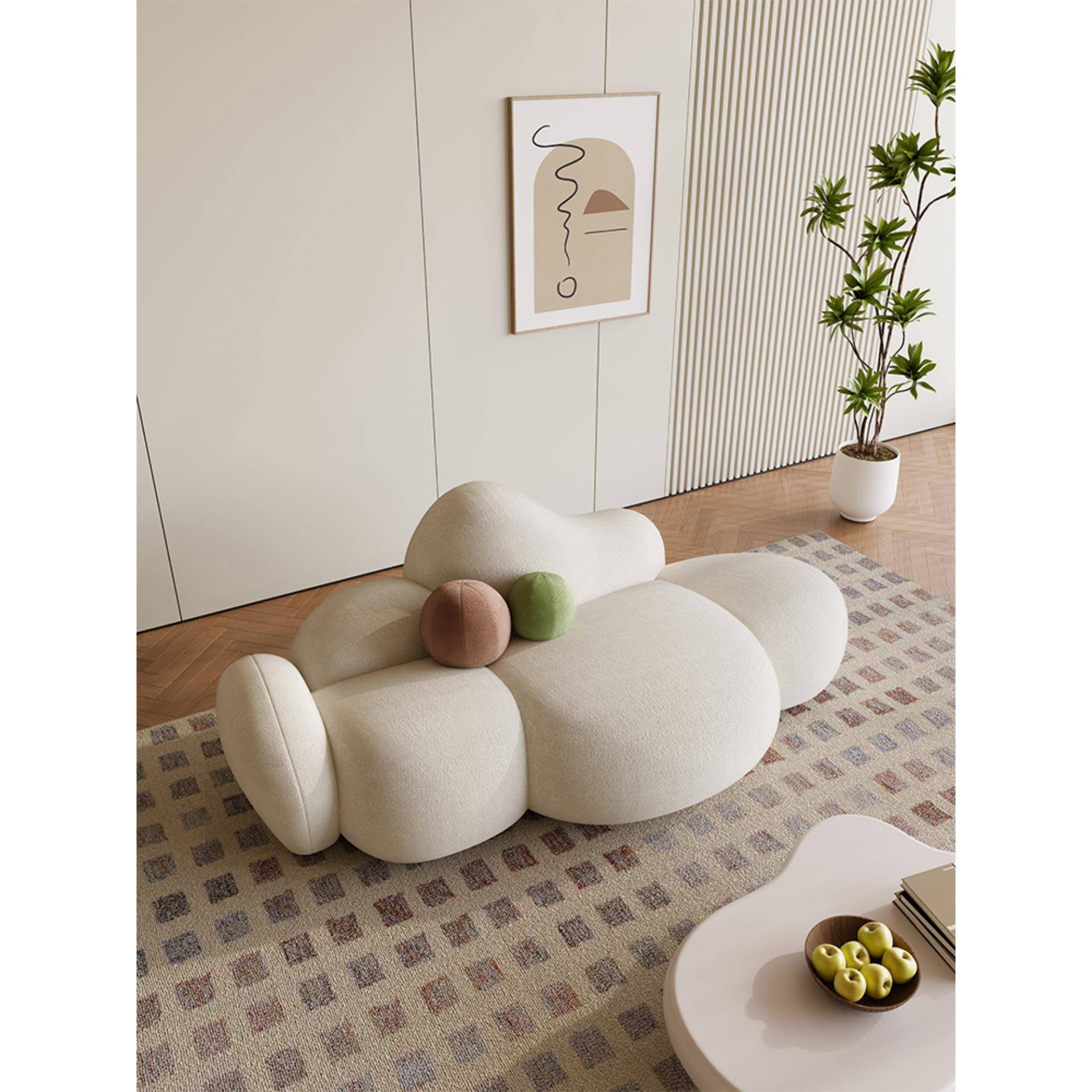 云朵奶油风格沙发服装店卧室休息区美容院接待处小公寓异形创意小