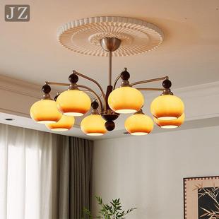 中古风客厅吊灯2025新款复古柿子餐厅卧室高级感主灯法式创意灯具