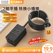 接线板2USB1C 二脚插排插线板 1.5m 两孔 苏士赫尔摩出国便携两脚
