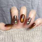高级感纯手工指甲片秋冬豹纹穿戴甲短款 长短可选 棕色美甲甲片