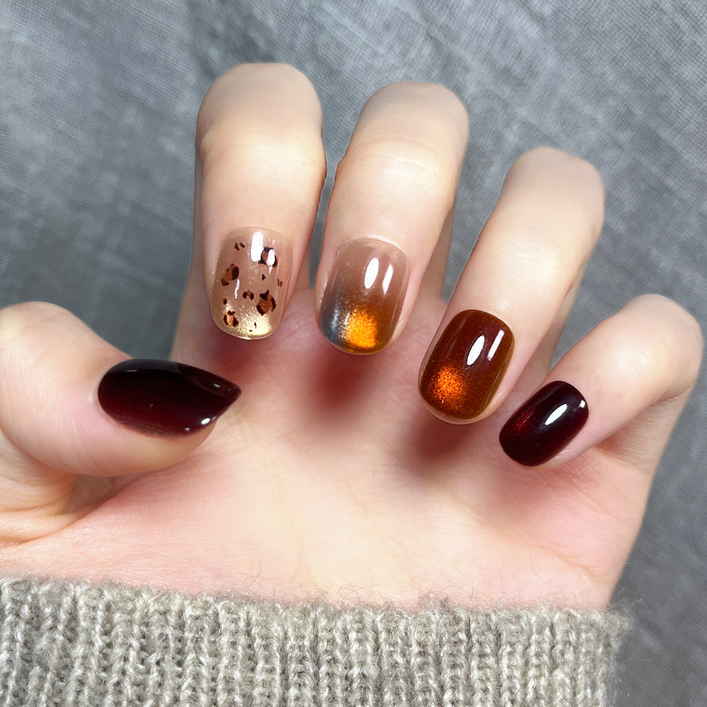 （长短可选）秋冬豹纹渐变穿戴甲显白美甲贴片高级感小众指甲贴片,彩妆/香水/美妆工具,穿戴甲/甲片,淘宝优惠券,粉丝福利购,淘宝优惠卷