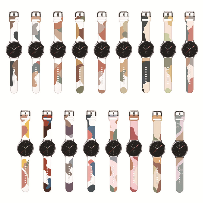 莫兰迪印花手表带适用华为GT三星watch4/5代fitbit versa2/3简约