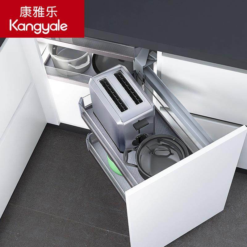 康雅乐橱柜转角拉篮多层小怪物厨房调料篮铝合金抽屉式阻尼置物架,家装主材,拉篮,淘宝优惠券,粉丝福利购,淘宝优惠卷