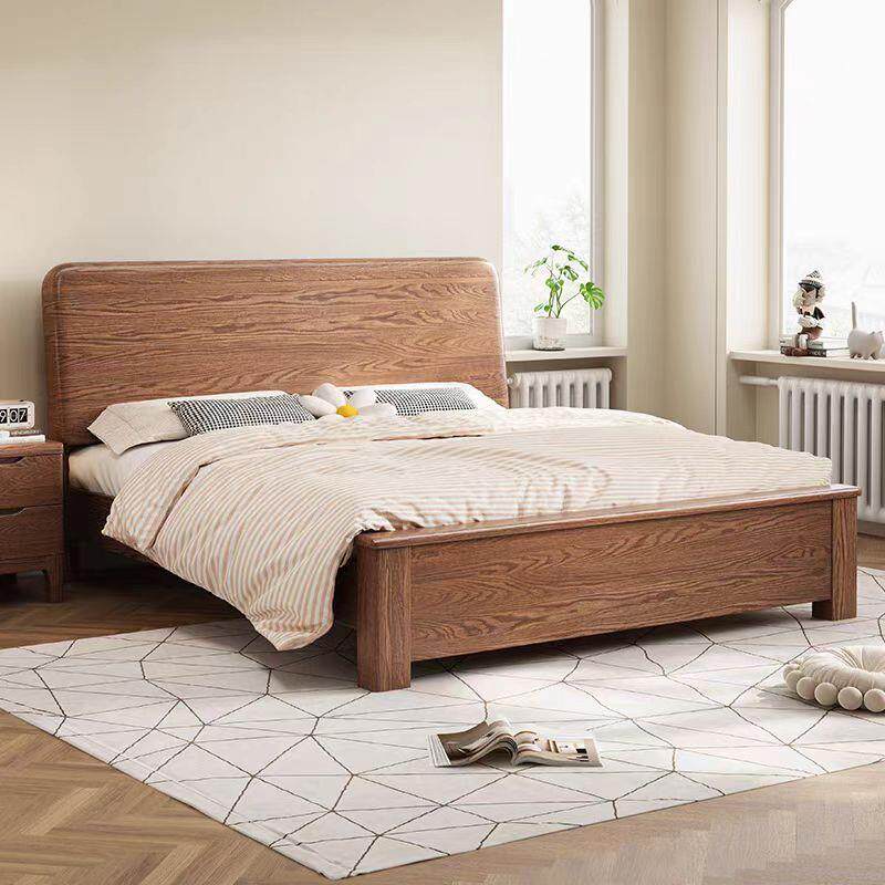 北美红橡木加厚全实木床1米8主卧双人床气压高箱储物床1.5M儿童床