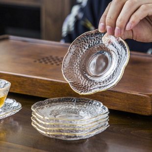 晟窑玻璃茶杯垫透明茶杯托日式简约隔热垫功夫茶具小茶碟茶道配件