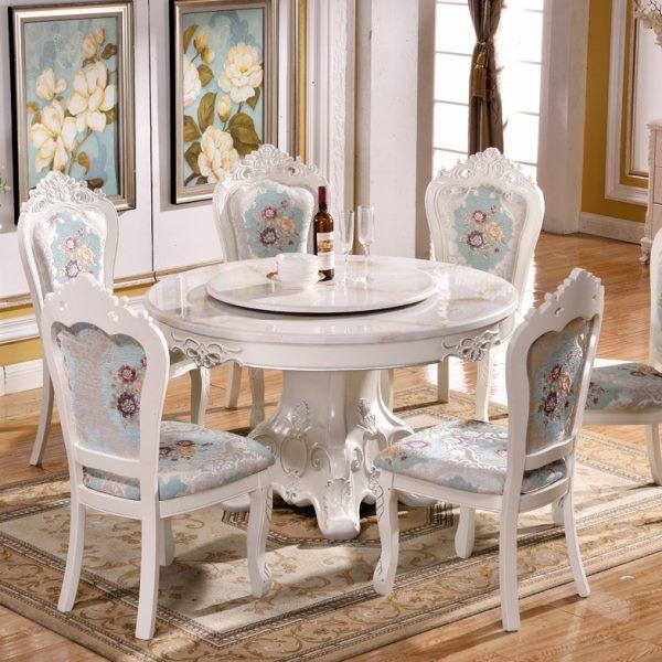 大理石饭桌1桌6椅简约欧式圆桌带转盘实木圆形餐桌椅组合家用桌子,住宅家具,大理石餐桌,淘宝优惠券,粉丝福利购,淘宝优惠卷