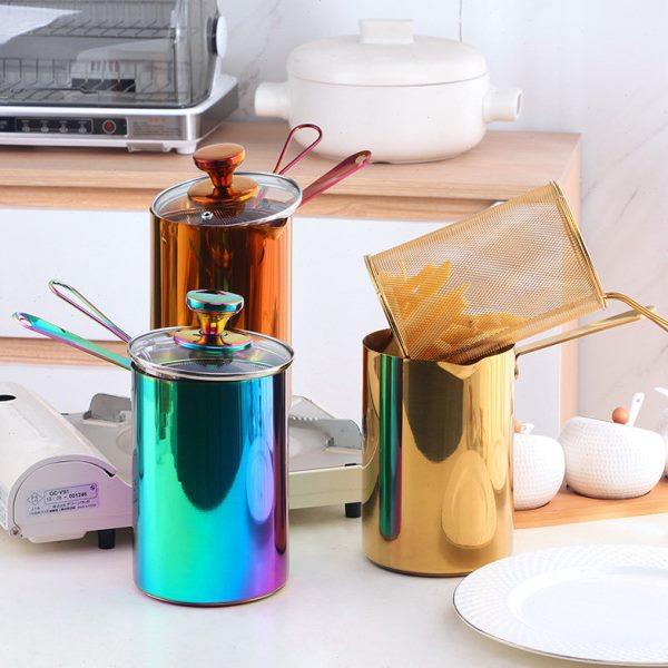 家用炸锅304不锈钢带滤网多功能炸串燃气灶控温省油小深锅油炸锅