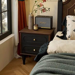 本来就复古「安娜床头柜」法式复古实木斗柜中古卧室家用床边边柜