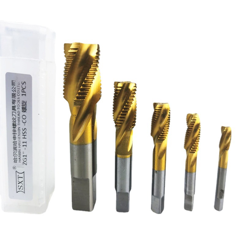 含钴管螺纹丝锥HSSCO高速钢镀钛螺旋槽丝攻G1/4 ZG3/8 NPT1寸批发