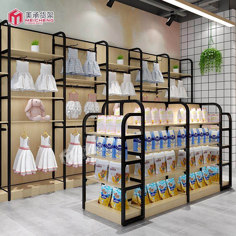 广东美承货架现货中岛钢木超市货架 双面零食便利店展示架