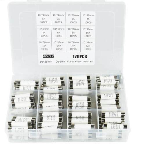 120pcs陶瓷保险丝10x38 1A2A3A4A5A6A8A10A16A20A25A32保险丝套装