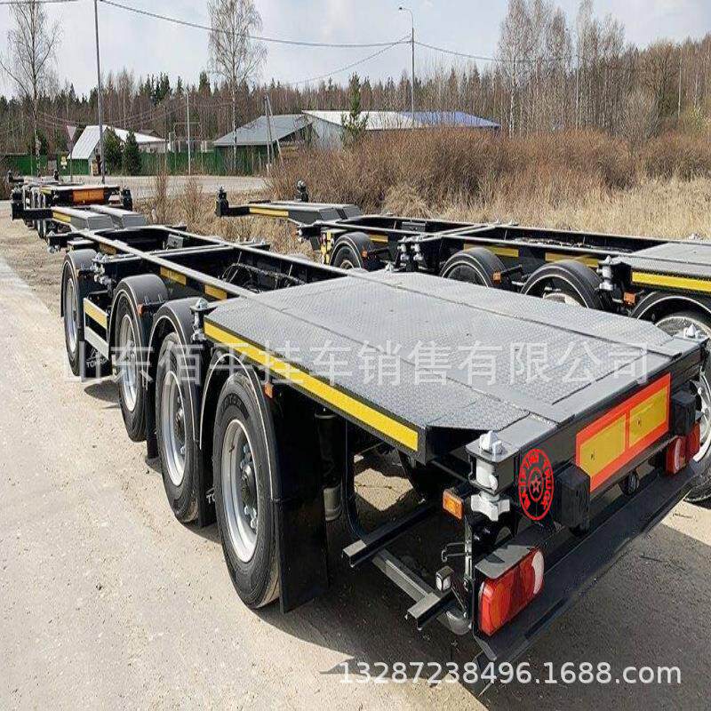 厂家出口国外平板车 骨架运输车 轻量化平板半挂车 四轴平板车