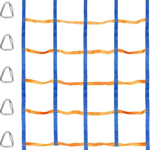 高强涤纶织带攀爬网户外三间色攀爬网儿童体能训练攀爬彩虹带网