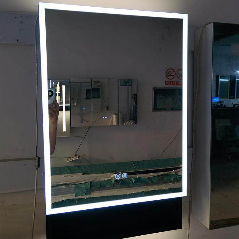 简约现代挂墙式不锈钢带led灯浴室镜柜家用卫生间智能防雾镜面柜