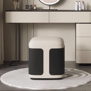 意式轻奢梳妆凳现代简约化妆凳网红小户型客厅卧室正方形黑白凳子