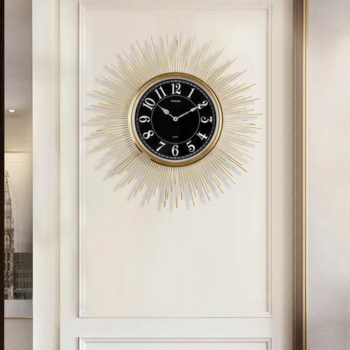 现代简约客厅挂钟个性创意时钟家用装饰表金属钟静音艺术壁挂时钟