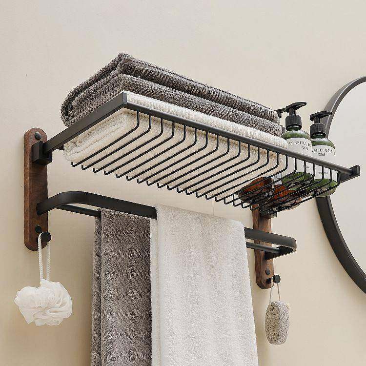 黑胡桃木毛巾架卫生间单杆浴巾架挂架浴室淋浴房壁挂置物架毛巾杆