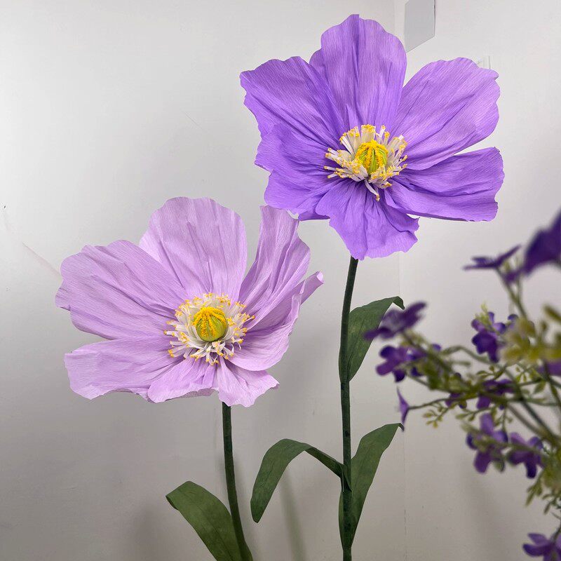 巨型花朵装饰纸花塑料花商业橱窗氛围布置墙面木框挂饰纸艺手工花