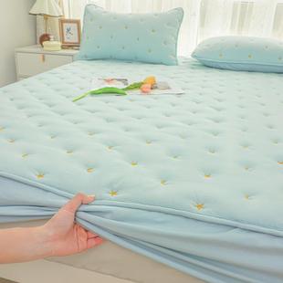 全包加厚水洗夹棉刺绣款 床笠三件套单件床罩席梦思床垫保护套床罩