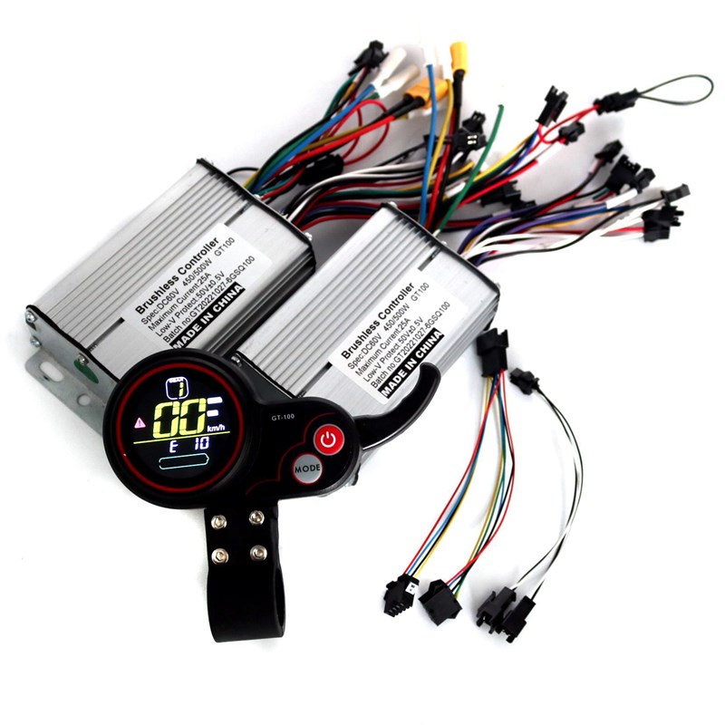 双驱动6MOSFET 36-60V 500W 25A无刷直流正弦波控制器GT100一套