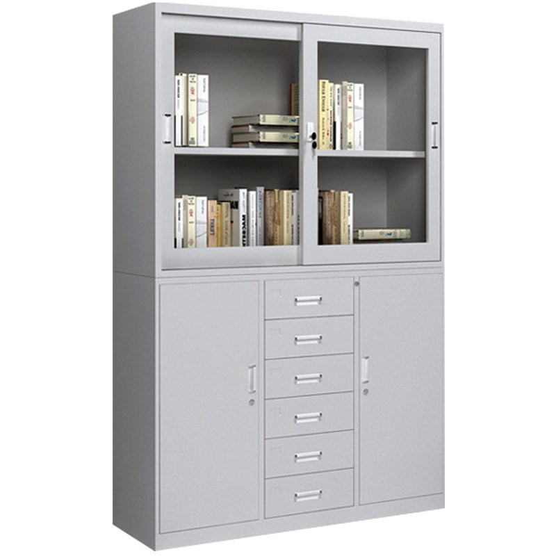 通三节铁皮文件柜办公室资料档案凭证柜带锁储物柜钢制书柜收纳柜