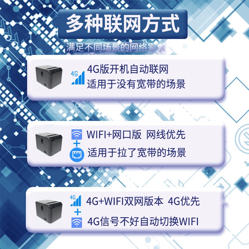 80mm热敏云打印机打单机前台收银厨房网口自动切纸语音云打印机