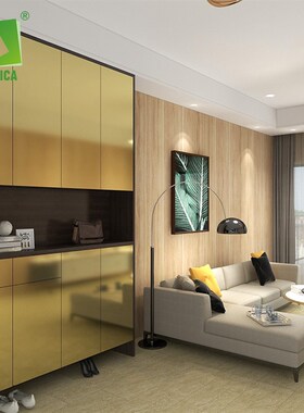 锐美家金属色拉丝处理耐火板金属面纹防火板防火阻燃HPL饰面板