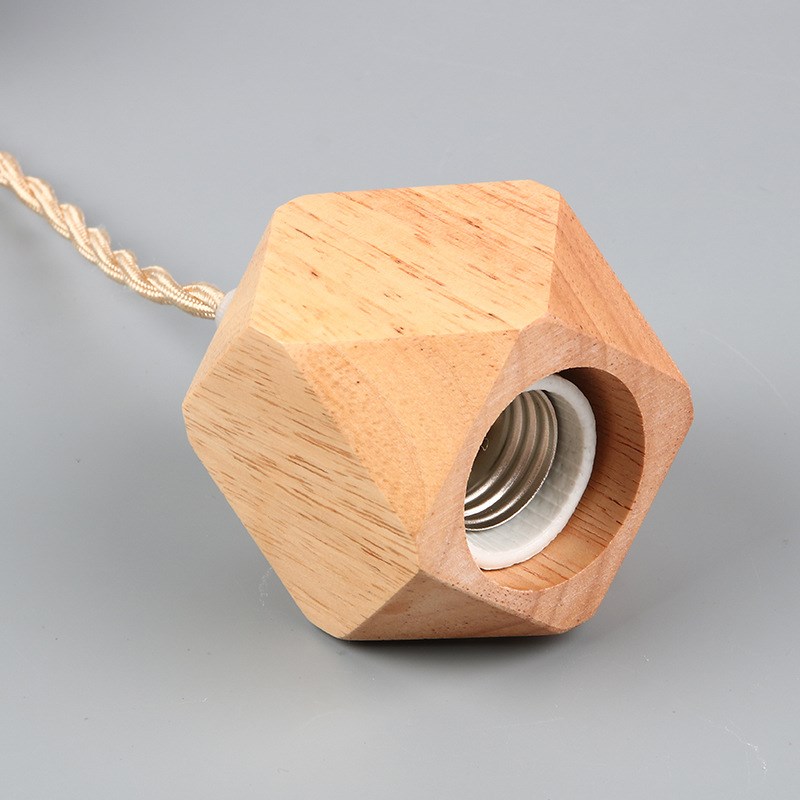 4.6米美规E26木艺菱形吊线灯橡木灯座e27螺口灯泡灯头