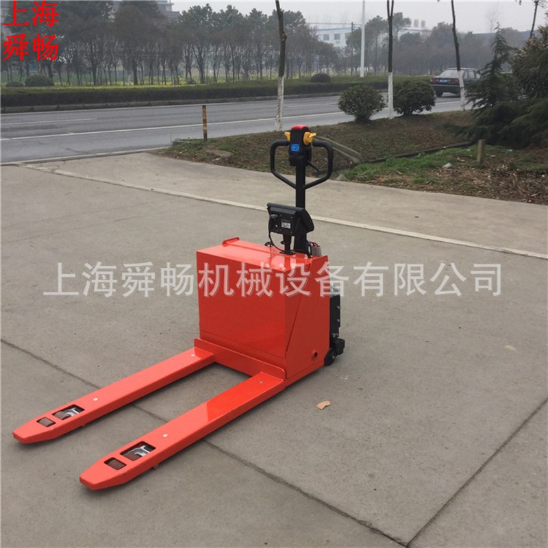 上海电子秤搬运车 超市称重半电动搬运车 半自动液压搬运地牛