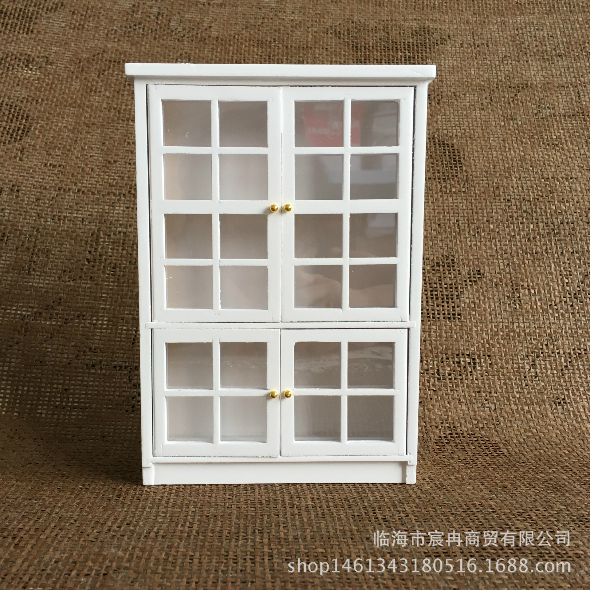 1:12娃娃屋dollhouse配件模型简约白色书柜碗柜橱柜3层柜