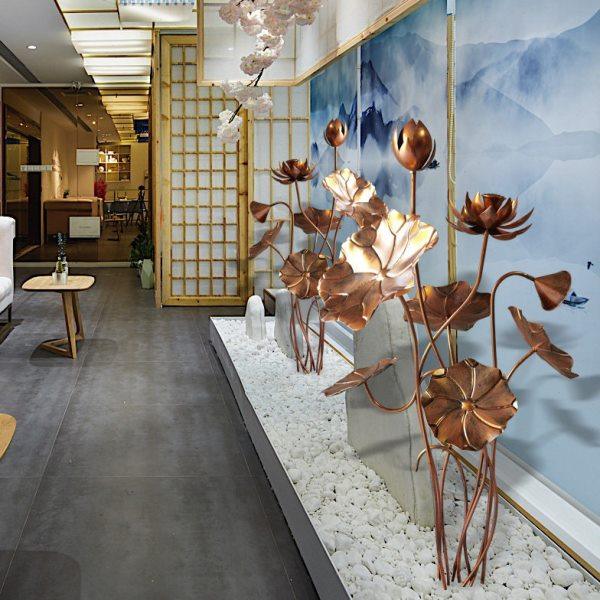 铁艺荷花荷叶庭院水池水景落地摆件水池创意不锈钢莲花立体装饰品,家居饰品,落地摆件,淘宝优惠券,粉丝福利购,淘宝优惠卷