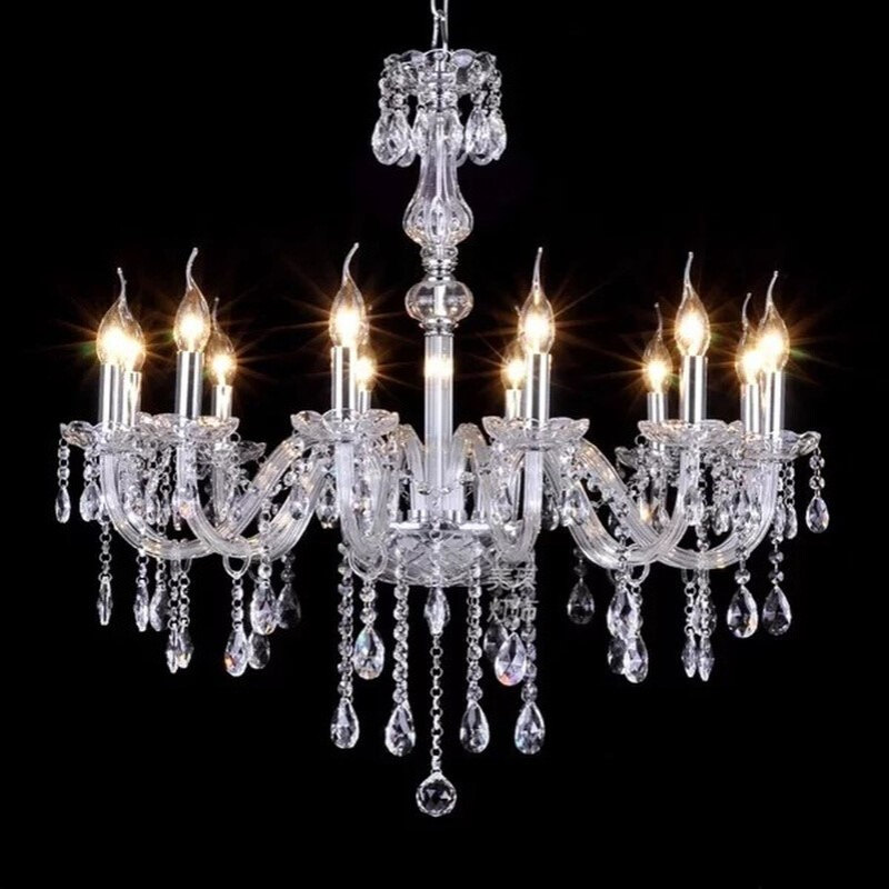 led欧式蜡烛水晶吊灯客厅灯卧室灯饰美式双层复式楼吸顶灯壁灯