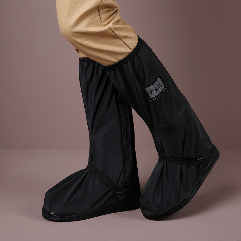 旅行户外骑行防雨鞋套包边全防水款高筒黑色透明下雨天防尘鞋套