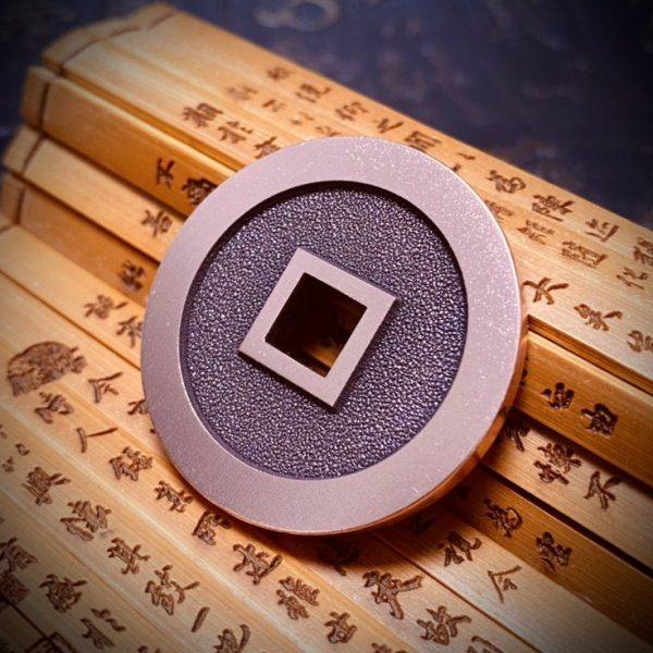 40mm紫铜无字币平安钱方孔平安牌双面非山鬼花钱复古激光雕刻吊坠