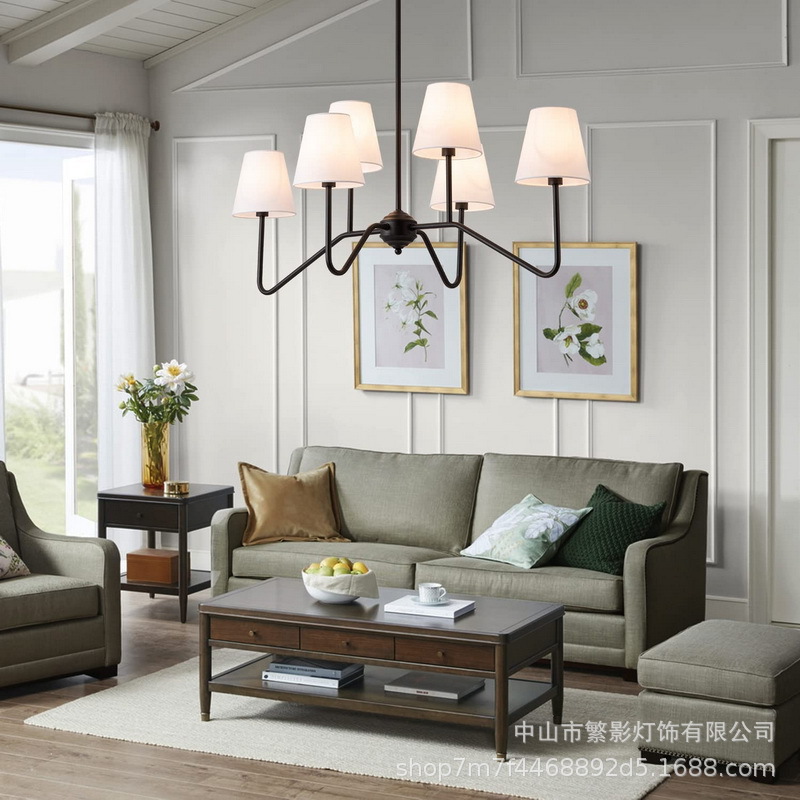 美式工业风客厅吊复古设计多头吊灯酒店卧室厅餐厅样板房灯家居
