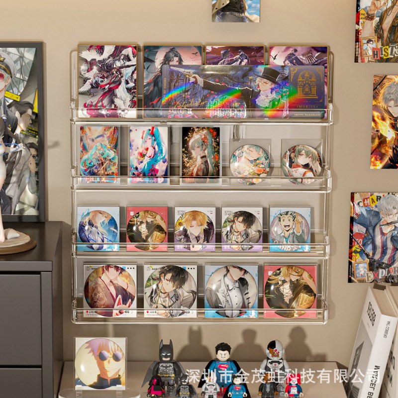 吧唧展示架挂墙上亚克力透明徽章宿舍周边立牌流麻色纸谷子置物架