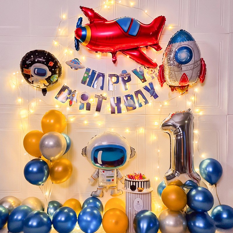 网红主题宝宝生日派对背景墙男女孩儿童一周岁气球装饰品场景布置