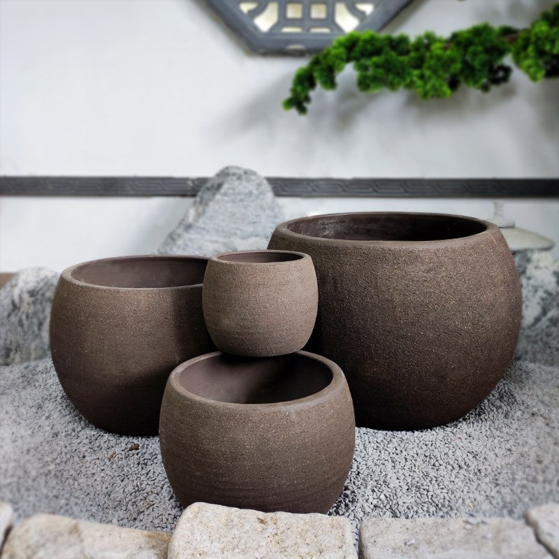 长方形马槽盆园艺花箱简约大口径紫砂猪槽花盆透气粗陶盆庭院种树