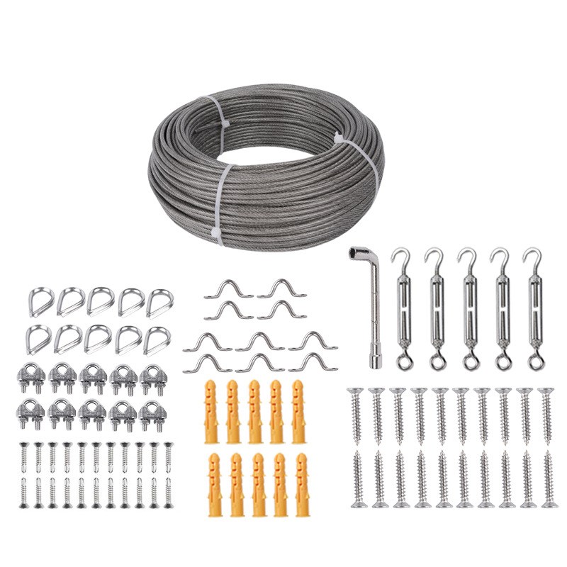 钢丝绳套件户外花园线弹簧钩串灯线套装不锈钢钢丝绳套件