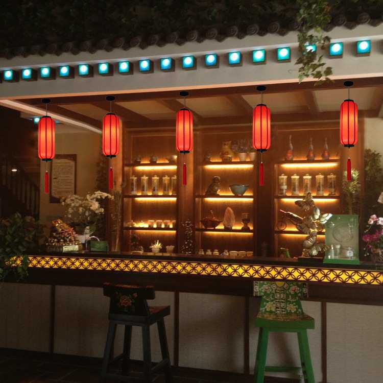 厂家新中式古典防雨防水吊灯茶楼布艺红灯笼饭店客栈走廊灯中国风