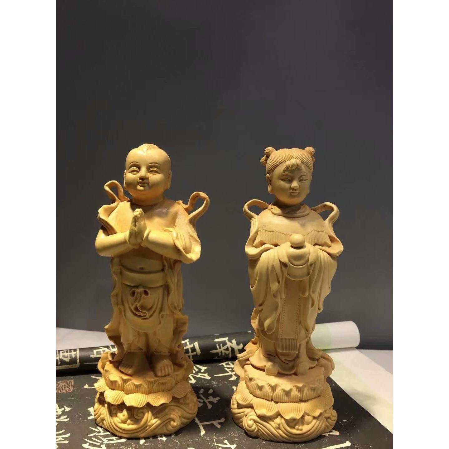 大叶黄杨木雕刻工艺品中式家居客厅装饰童男童女摆件实木古典人物,玩具/童车/益智/积木/模型,毛绒/玩偶/公仔/布艺类玩具,淘宝优惠券,粉丝福利购,淘宝优惠卷